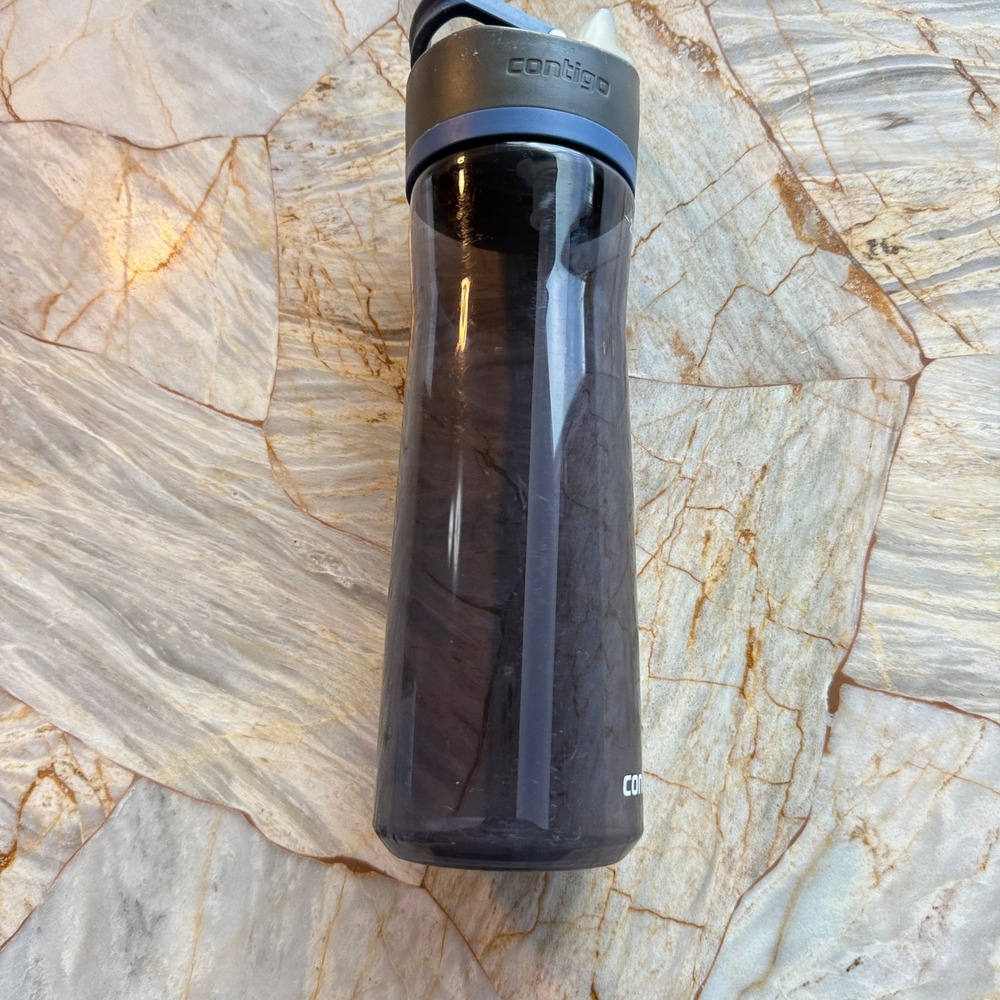 Contigo Autospout Water Bottle 24 oz Dark Gray Blue Straw Lid